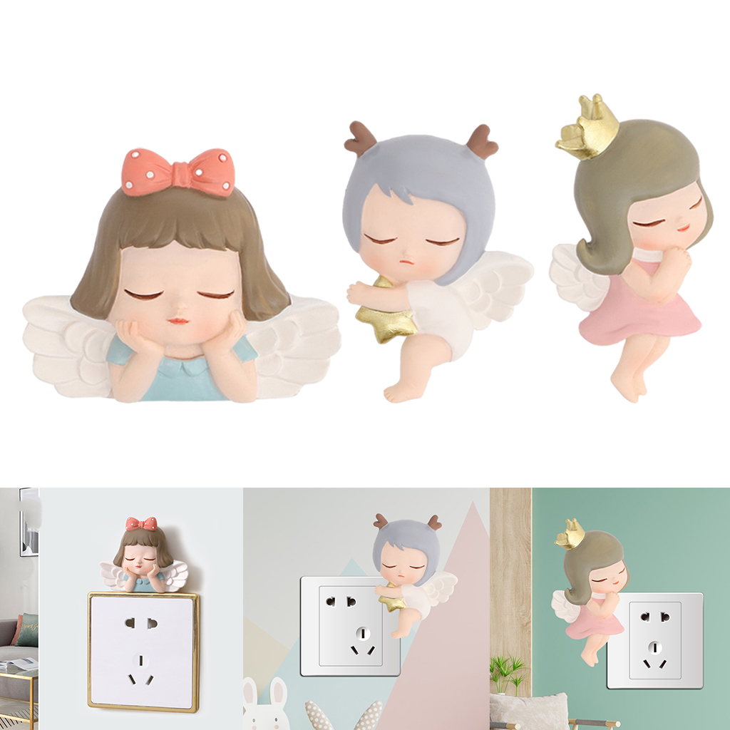 Resin Wall Sticker Decorative Bedroom Angel Switch Decor Paster Nursery Room