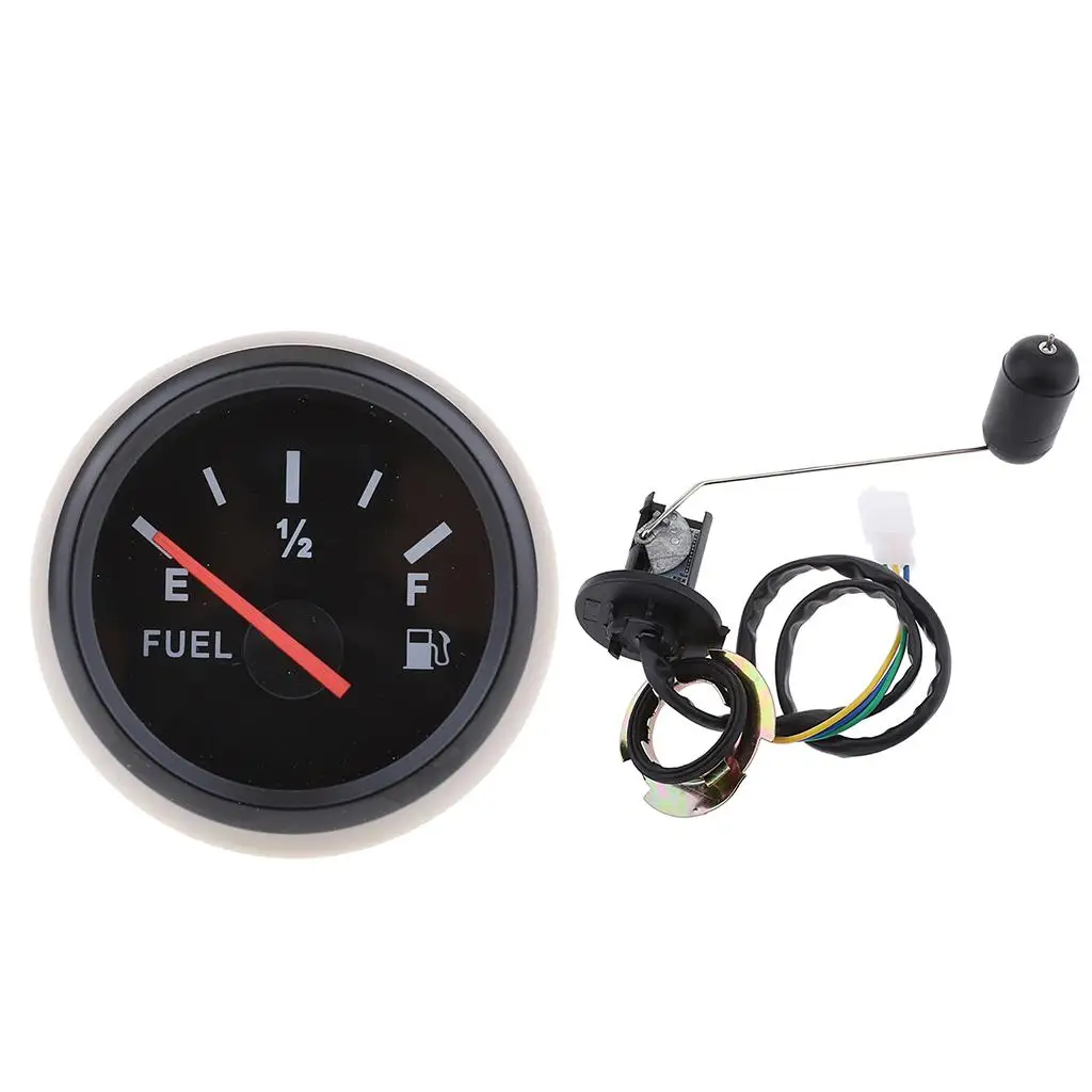 Black Fuel Level Gauge, 2`` / 52mm, Fuel Level Sensor for Boat Car Truck RV