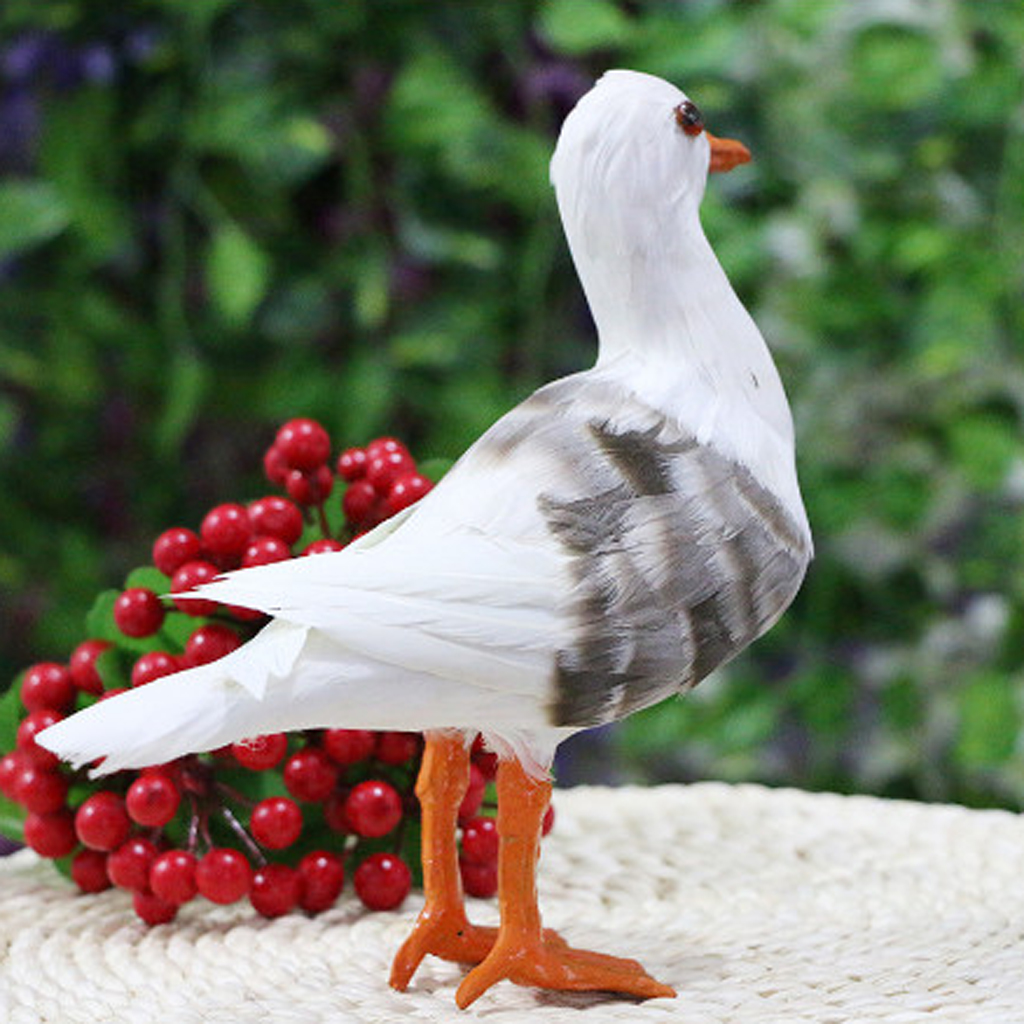 Realistic Feathered Seagull Birds Sculpture for Home, Garden, Beach Seaside,