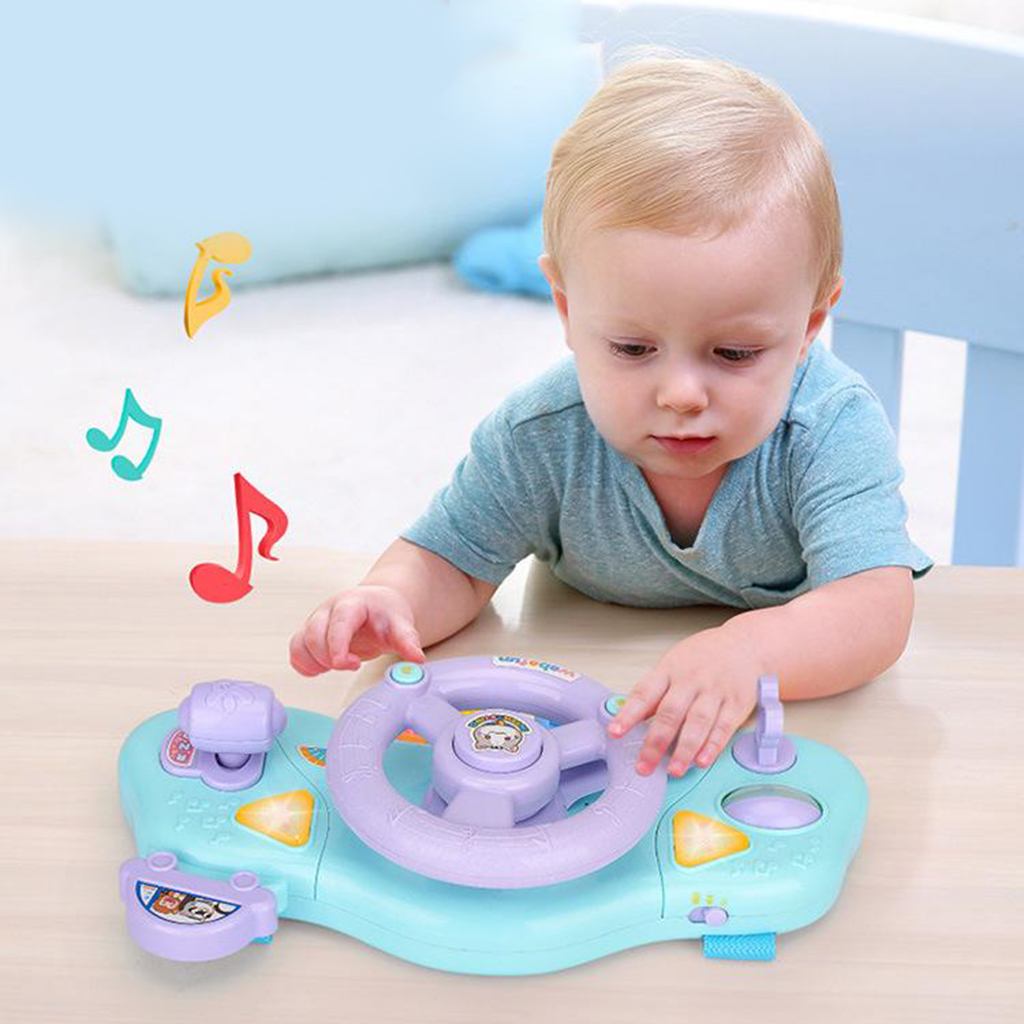 Music Steering Wheel Toy, Car Seat Toy with Music Steering Wheel