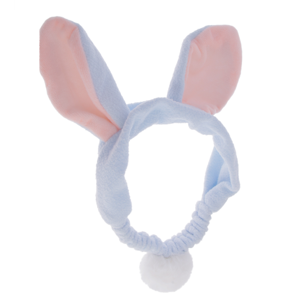 Lovely Headband Rabbit Ears Cute  Tails Hair Band Soft Flocking Head Wrap Makeup Headwear