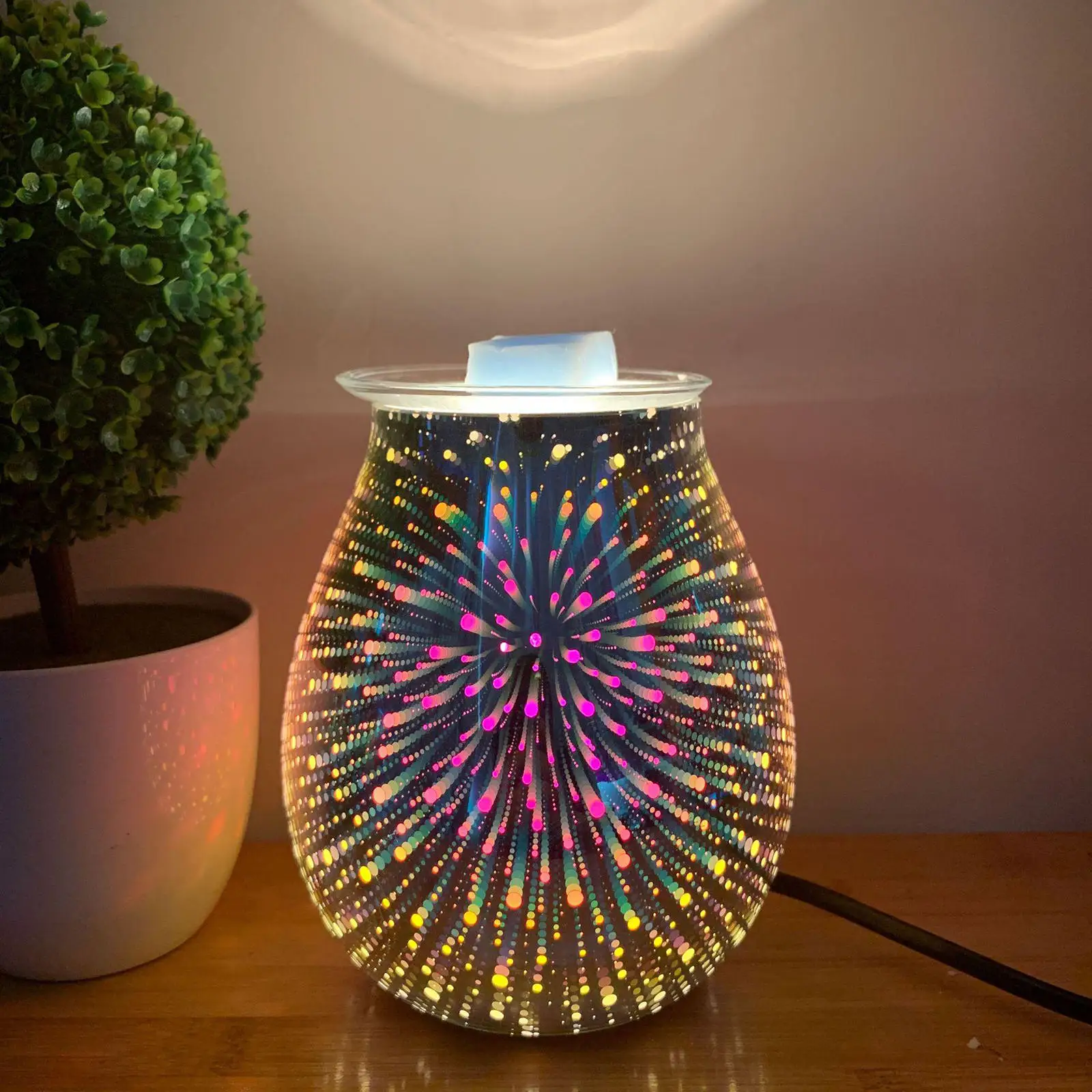 New Aroma Electric Wax Melt Incense Burner Warmer 3D Firework Lamp Night Light Tart Aromatherapy Diffuser