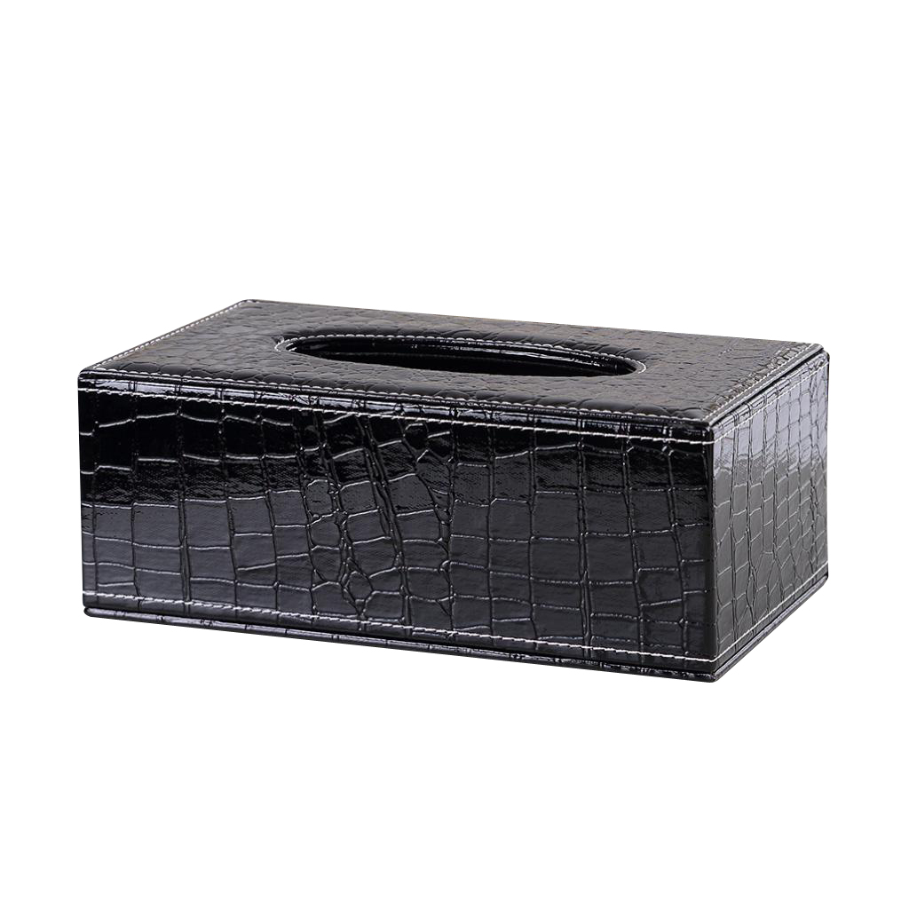 Kitchen Napkin Holder Livingroom Decorative Crocodile Print Black Leather