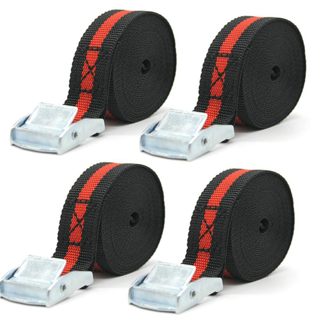 4 Pcs Car Metal Cam Buckle Tie Down Straps Cargo Lash Luggage Belt For Trailers Caravan Pickup RV Motorhome 2500X25mm