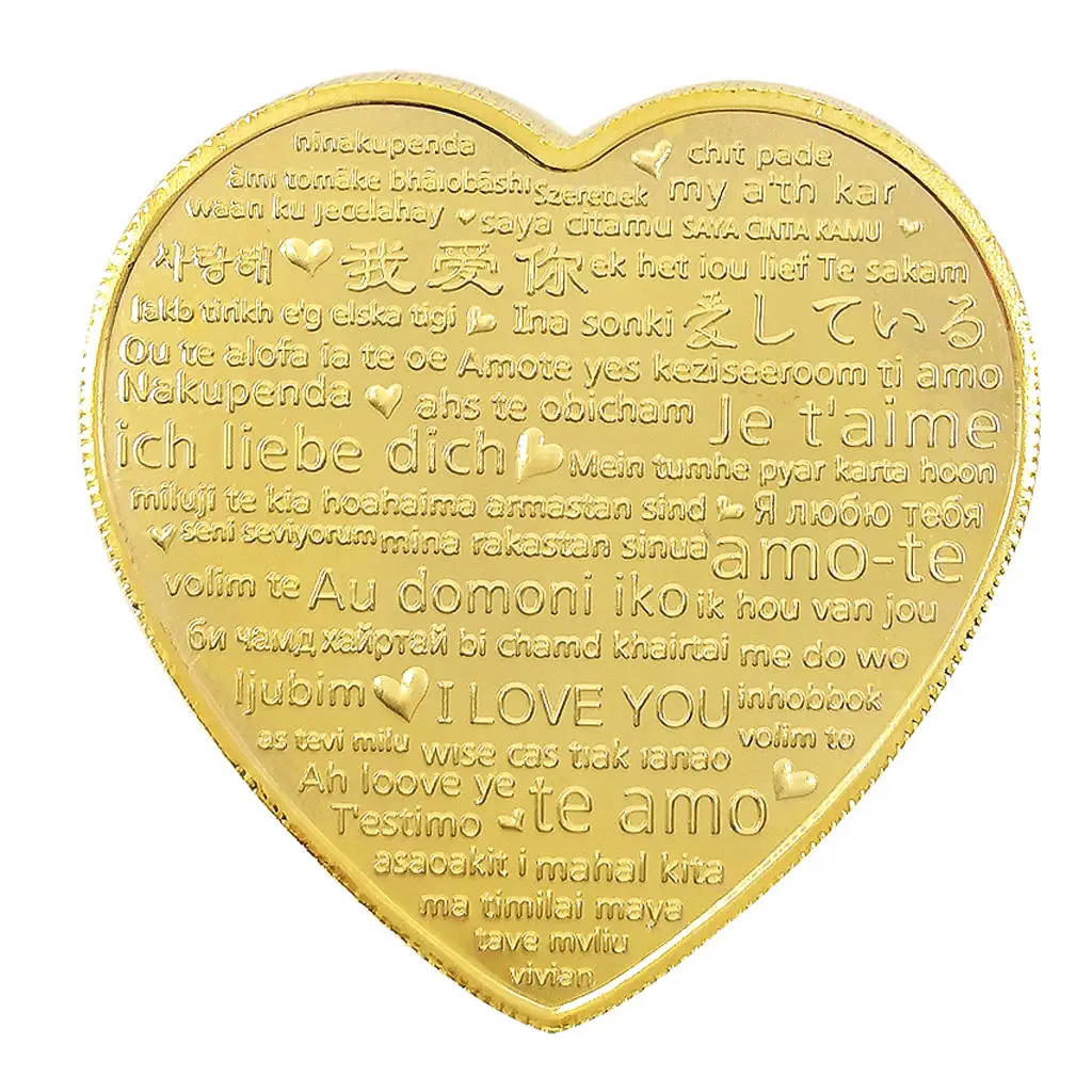 Romantic Rose Heart Shaped Copy Coins Hand Carved Commemorative Coins