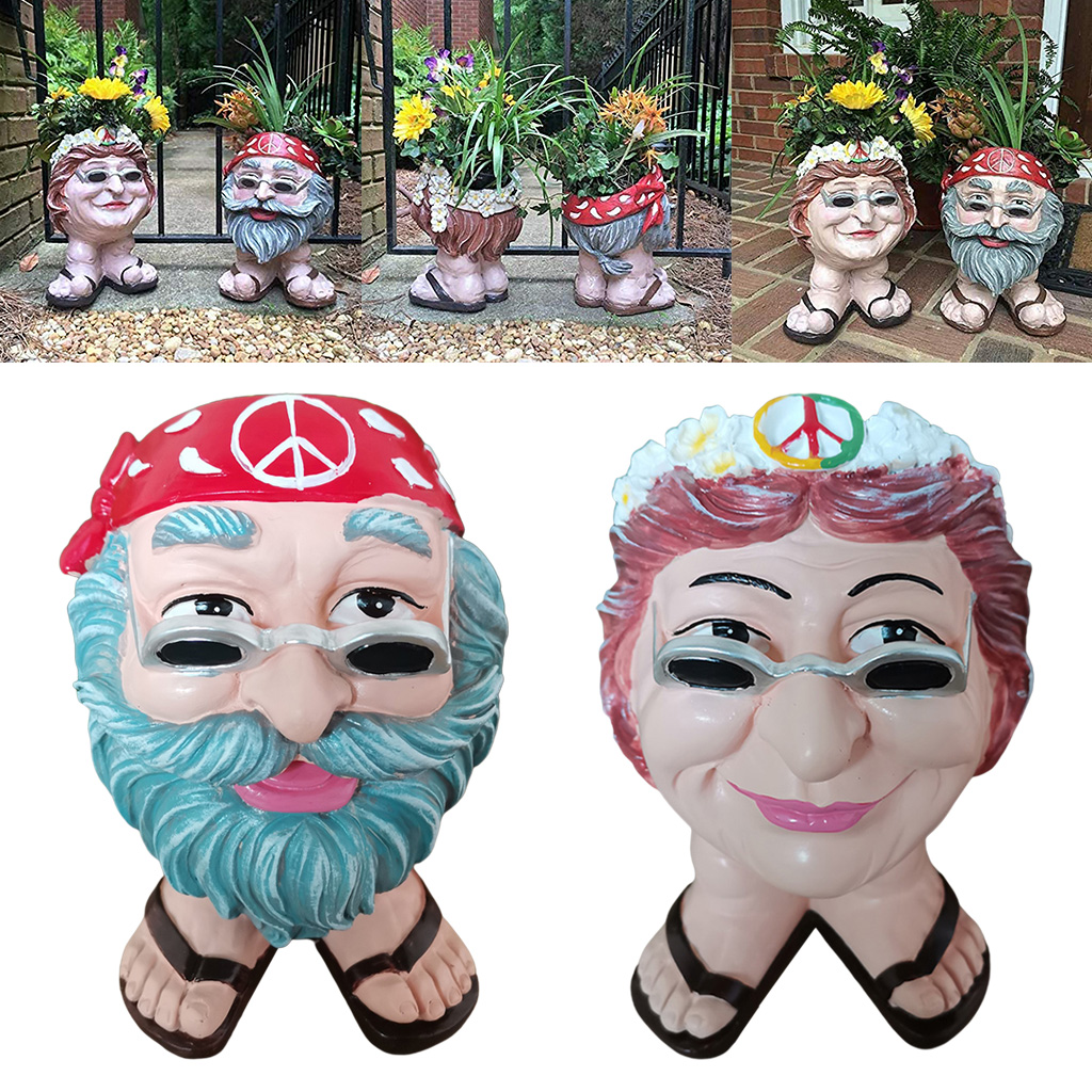 Funny Muggle Face Plant Planter Pot 3D Head Statue Garden Tabletop Ornaments