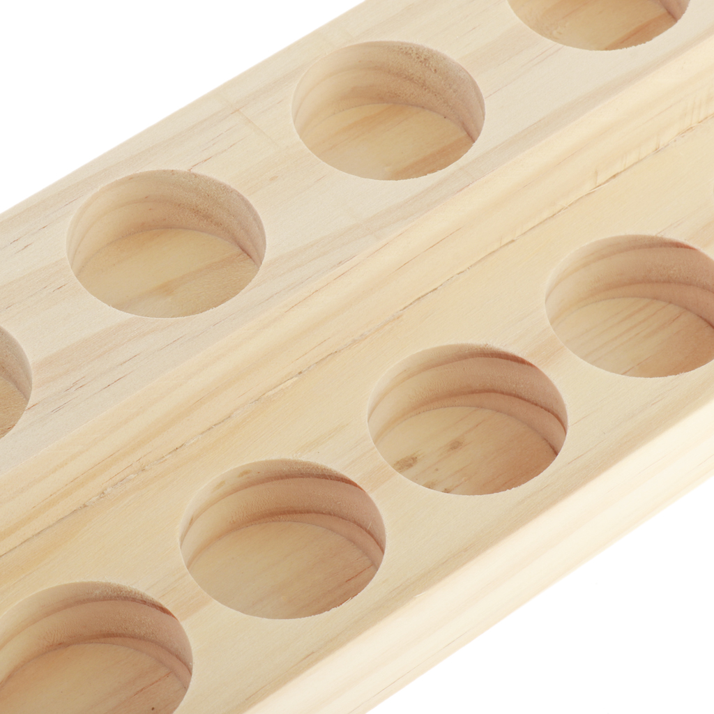 2 Tiers 9 Slots  Wooden Essential Oils Storage Organizer Display Stands Rack