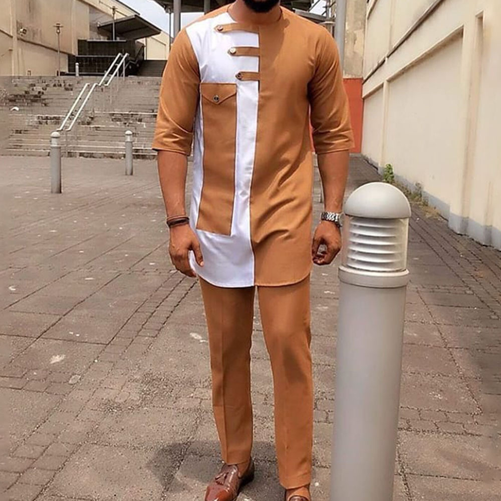2Pcs Fashion Muslim Casual Shirts Pants 
