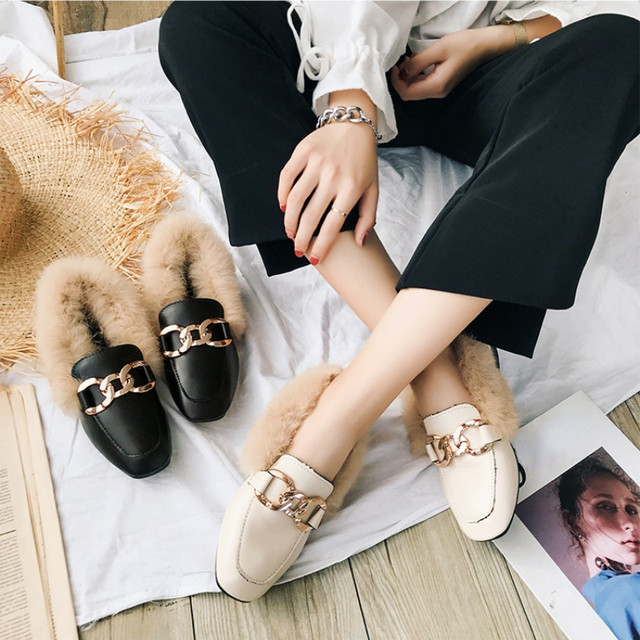 Loafers with fur for sales women