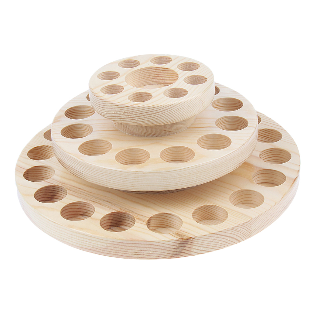 3 Layers Wood Essential Oil Display Stand Rotating Cosmetic Organizer Rack