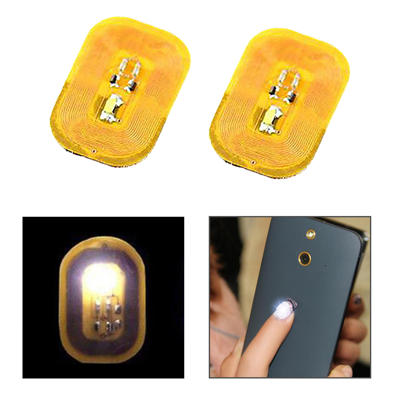 2 Pieces Luck NFC Chip Nail Art Sticker Lamp Scintillation Decor Phone