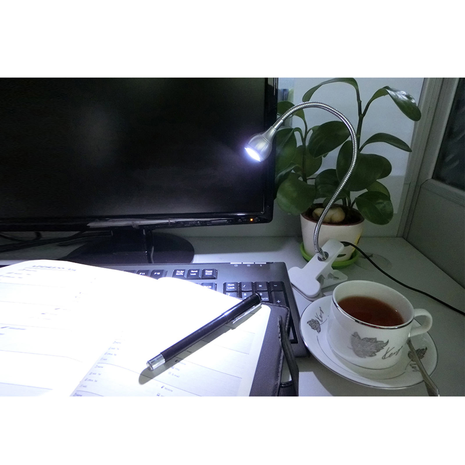 LED Desk Lamp with Clamp,Eye-Caring Swing Arm,Desk Light,Dimmable Table Lamp for Home Office,4 Brightness for Home Office Study