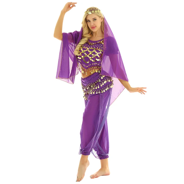 Aislor Disfraz de danza del vientre para niñas de Bollywood Indio  Performance Cosplay Carnaval Árabe princesa Halloween disfraz