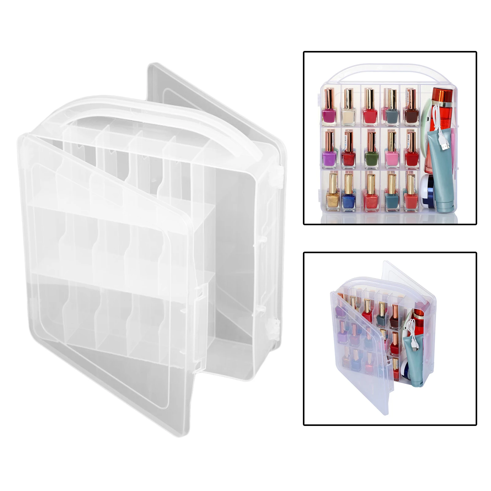 Portable Nail Polish Case Storage Caddy Organisers for 30 Bottles Dust-proof