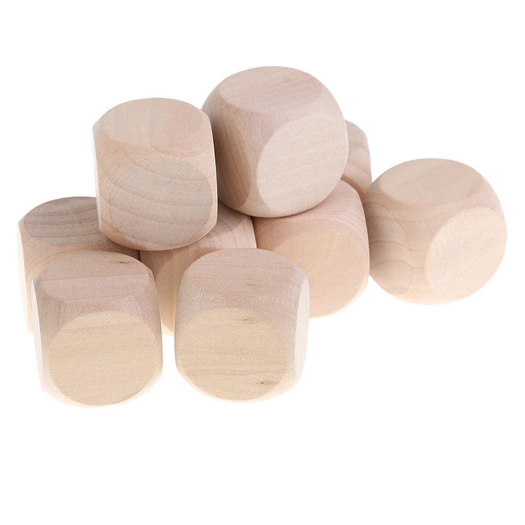 5x Wooden Plain Dice Dices Cube Cubes Blank Plain Unpainted Wood Six Sided 30mm 