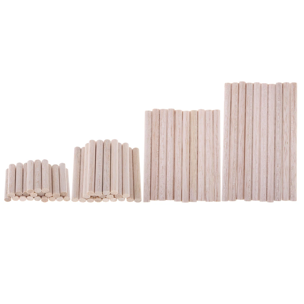 Natural Unfinished Round Balsa Wood Stick Rod Blocks for Kids Children DIY