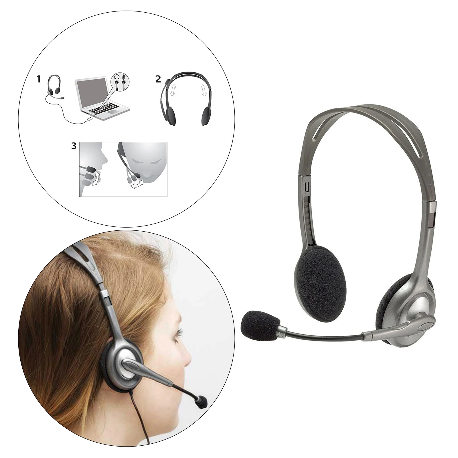3.5mm Over Ear Wired Headphone with Mic Noise Cancelling Volume Controls for Computer PC Education Classroom Call Center Gaming