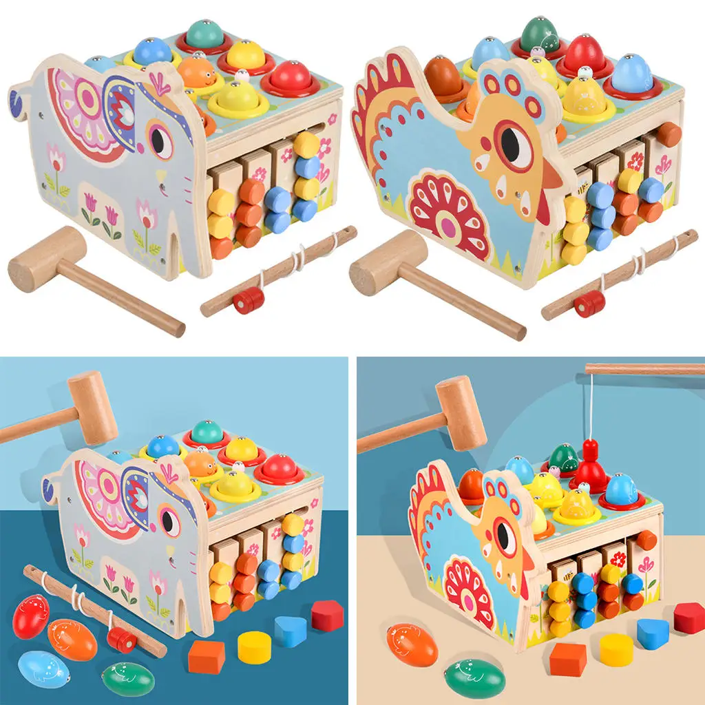 Hammer Pounding Toys with Xylophone Developmental Toy Magnet Fishing Game for Xmas Present