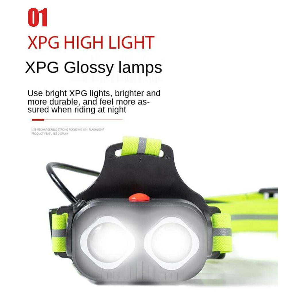 Running Light Chest Light USB Rechargeable Waterproof Adjustable LED for Hiking Camping