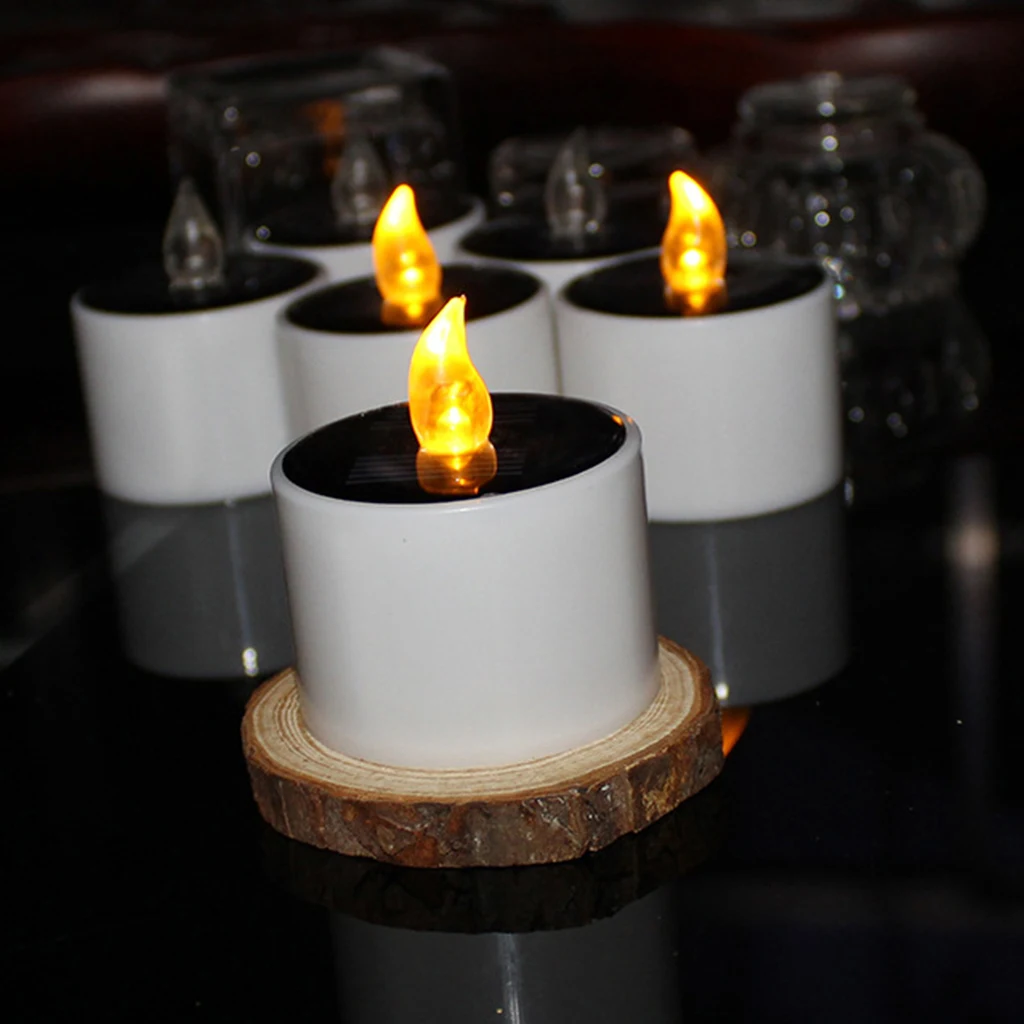 Flicking LED Tea Light Candle SOLAR Operated Flameless Tealight Decorative
