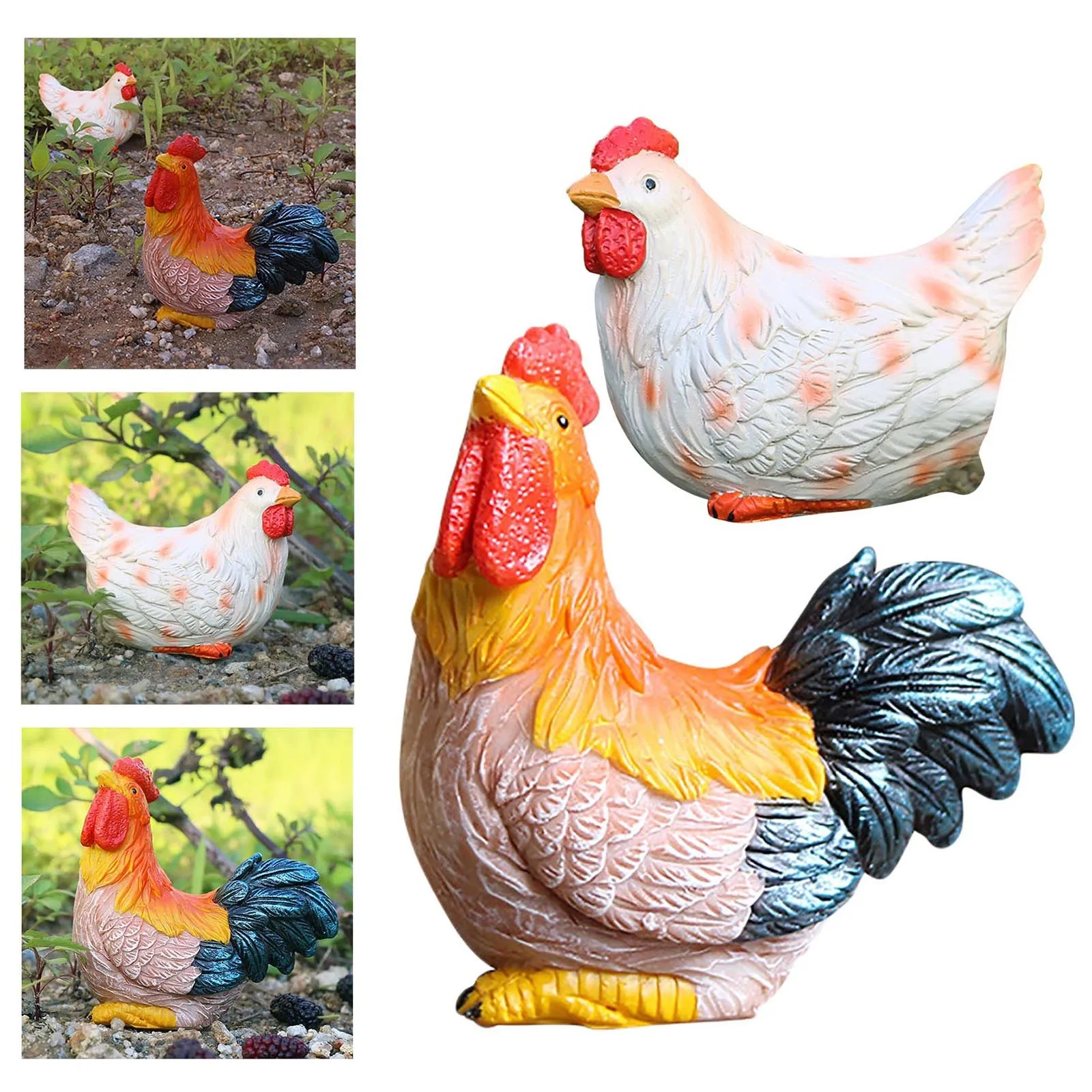 1x Artificial Realistic Chicken and Egg Figure Outdoor Garden Home Decorative 