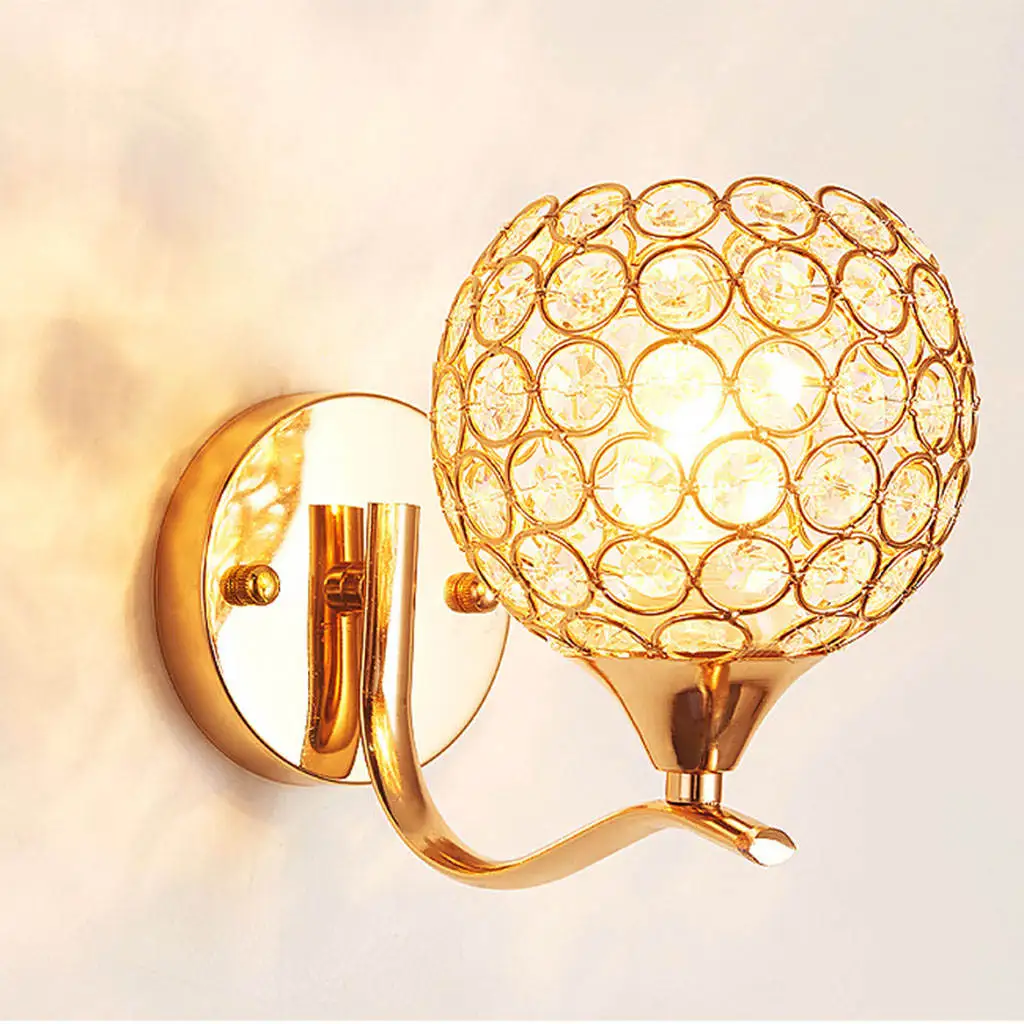 Modern Wall Light Decoration Lamp Fixture Crystal Indoor Gold E27 Socket Chic Sconce for Hallway Reading Stairs Corridor Bedside