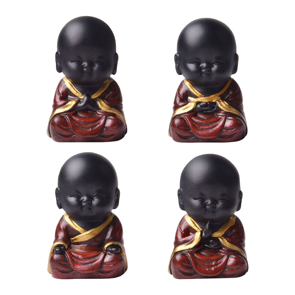 Seated Baby Monk Figurines Little Buddha Statue Resin Crafts for Home Office