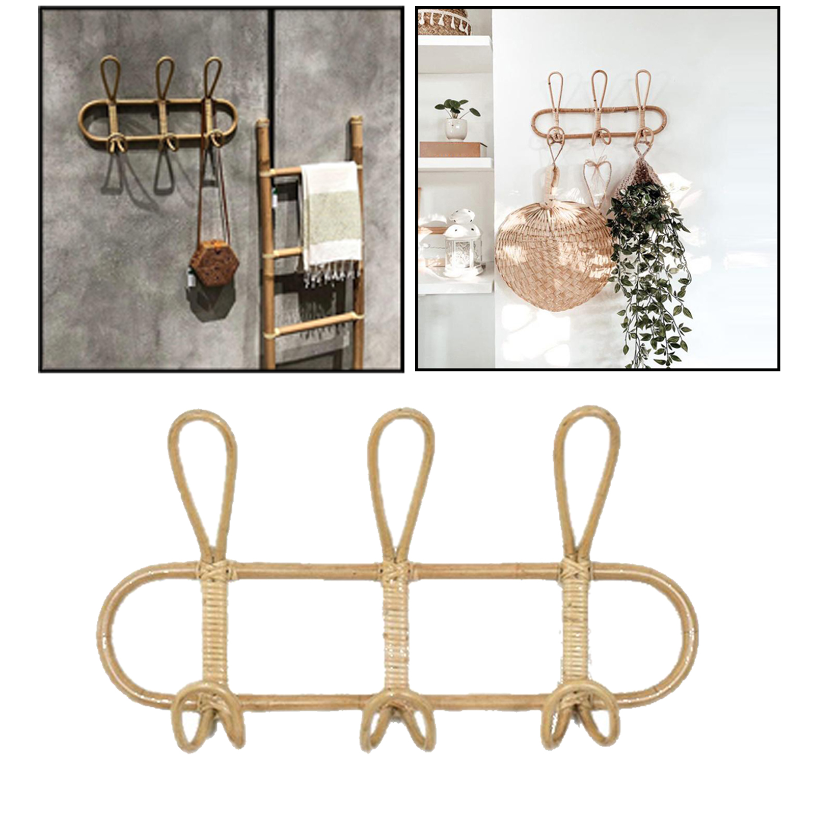 Vintage Rattan Clothes er Kids Garments Organizer Rack Rattan Wall Hooks Clothes Hat ing Hook Room Bathroom Decor