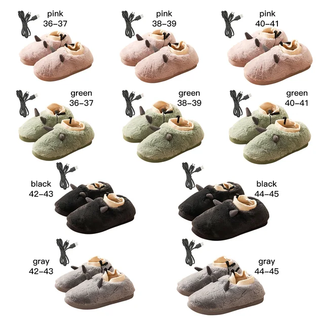 Flkwoh Usb Electric Foot Warmers Heated Shoes Men Women Soft Plush Winter  Heated Slippers Warm Comfortable Heated Boots For Indoor Office Home  Use,gre