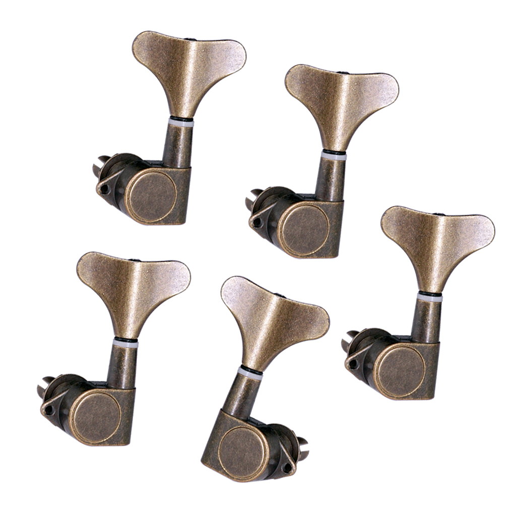 5 Pack of Electric or Acoustic Guitar String Tuning Pegs Machine Head (4 for Left + 1 for Right), Bronze, 2.17-2.20 inch