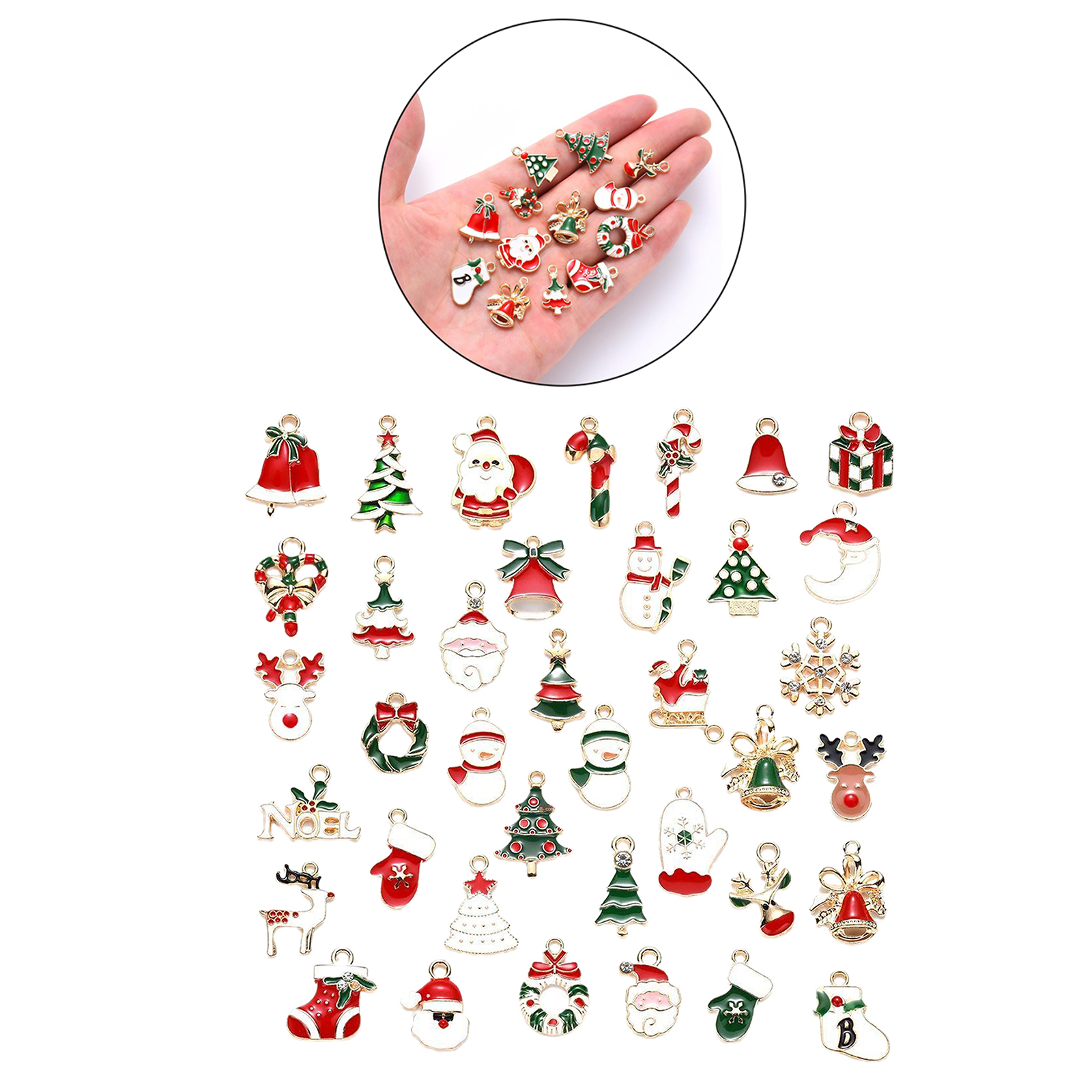 38x Christmas Enamel Pendant Charms for Jewelry Making Decorations Gifts