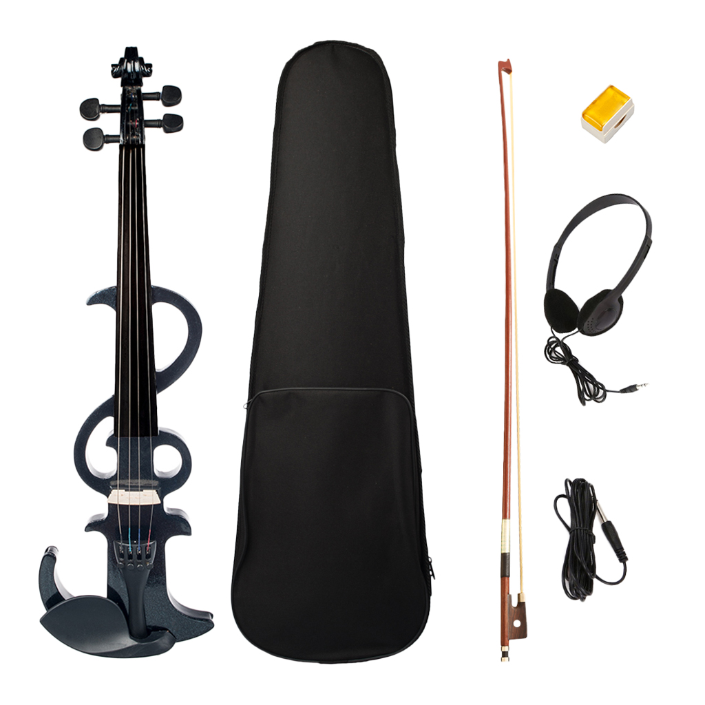 Full Size Electric/Silent Violin Fiddle Kit with Violins Accessories Set for Violinist(Black)