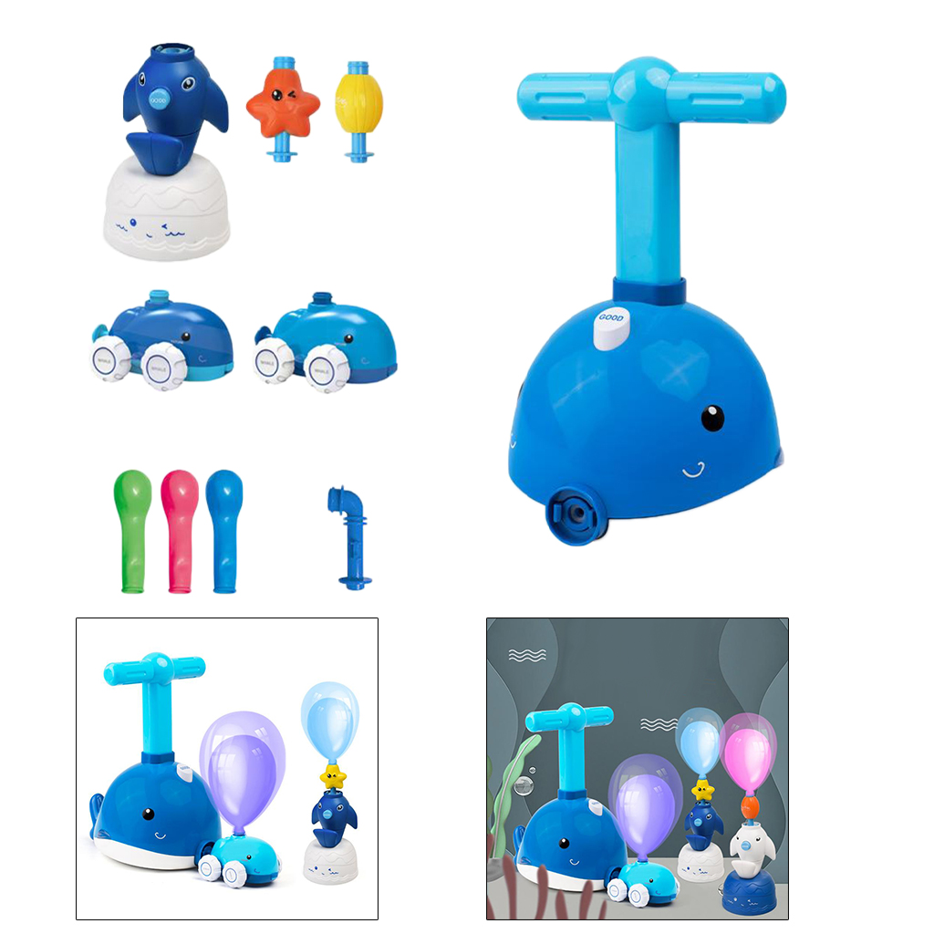 Balloon Pump Car for Kids, Balloon Powered Car Educational Science Dolphin Launcher Set