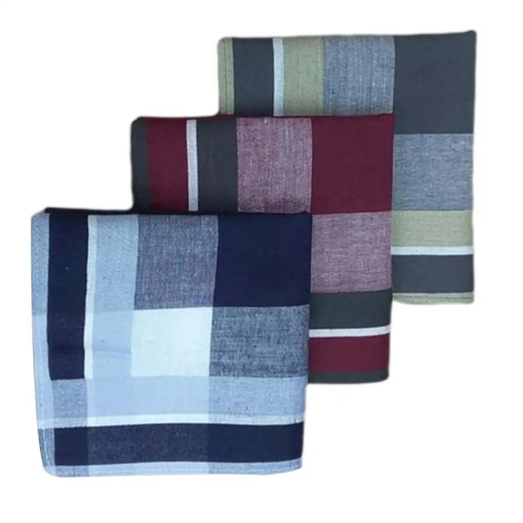 12pcs Plaid Handkerchiefs Classic Soft Hanky  Square Formal Kerchief 16``