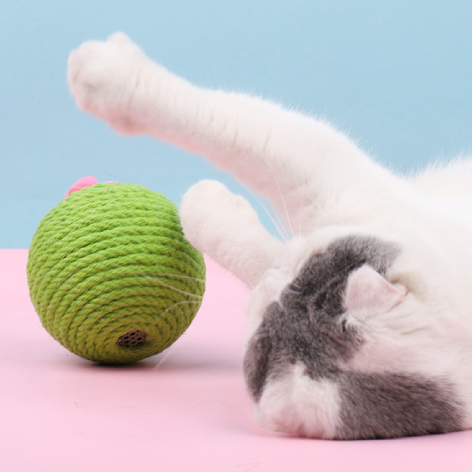 Cat Cactus Ball Toy, Pet Cats Scratching Sisal Rope Wrapped Ball with Catnip Inside Ball Track Interactive for Kittens Playing