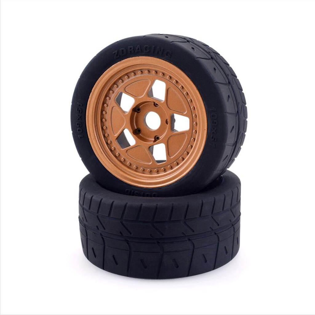 2 Pack of RC Car Rubber Tyres Set for ARRMA ZD Racing 1:7 RC  On-Road Car Parts