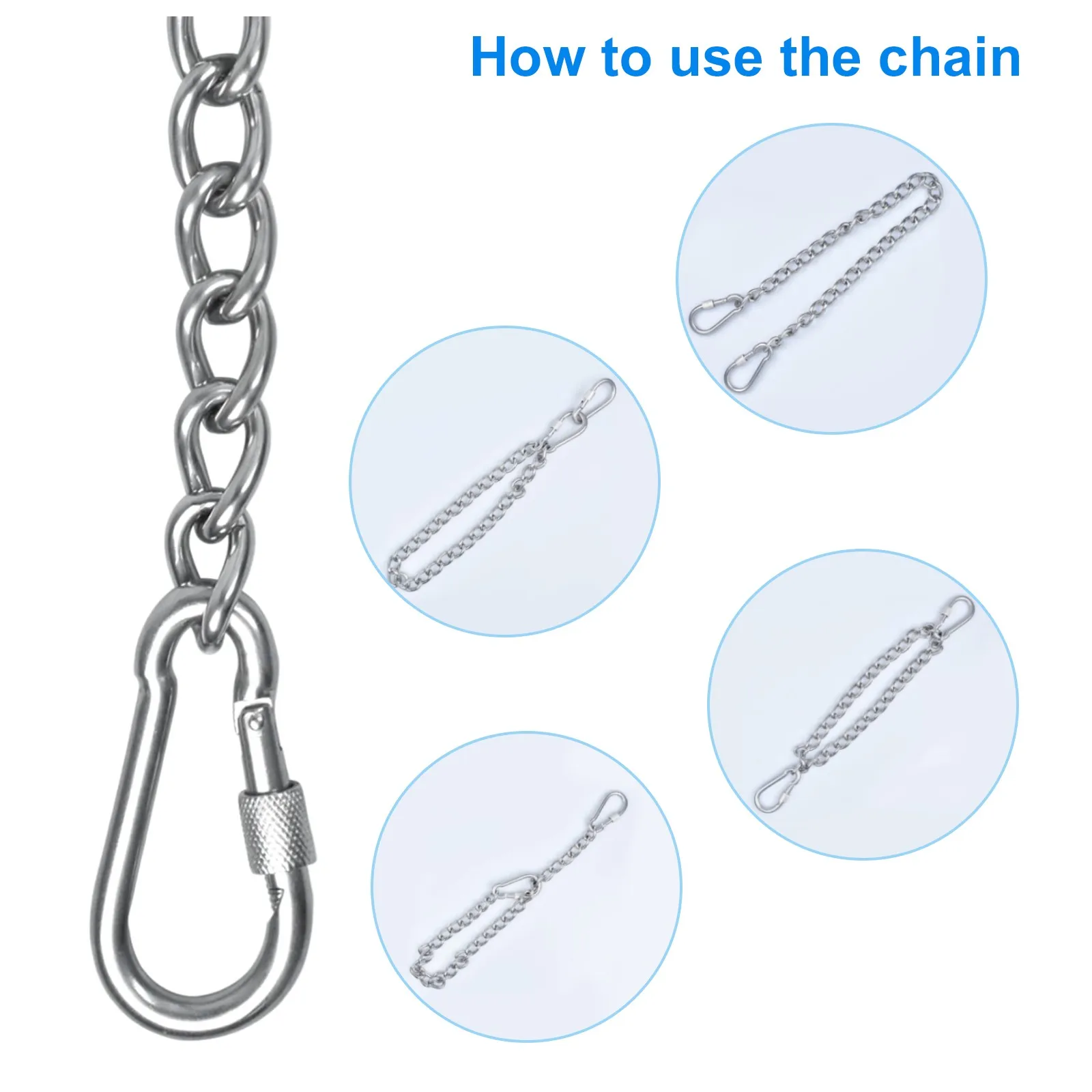 Maky Outdoors Hanging Chair Chain with Carabiner 66 cm 700lb WLL Galvanised Carbon Steel Clip Hook Attachment & Chain for Swings Punching Bags Heavy Duty Snap-Link for Indoor & Outdoor Use 