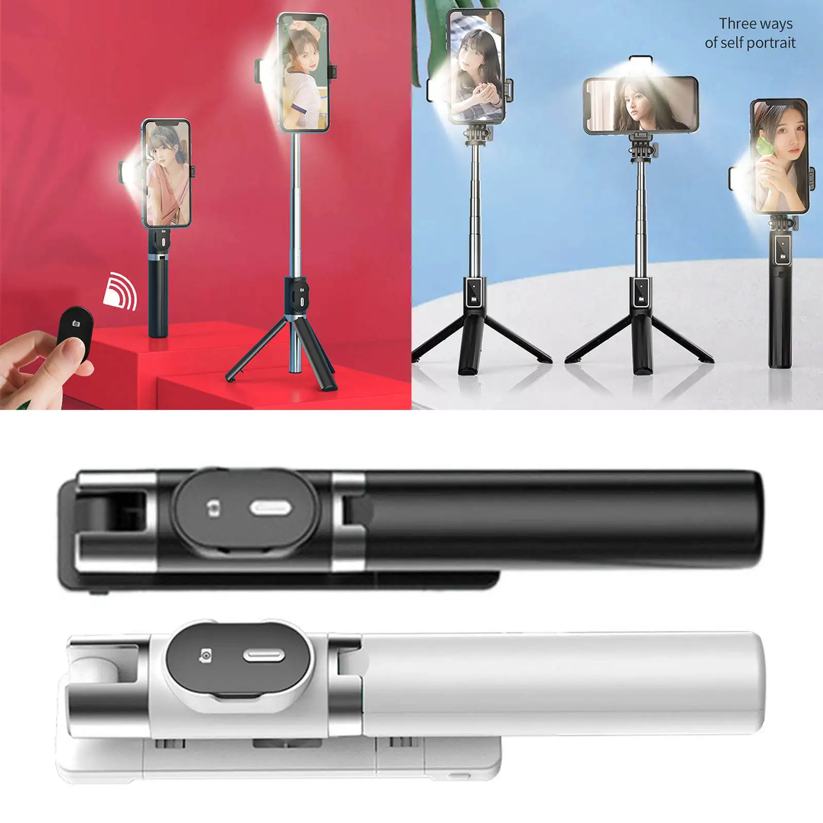Bluetooth Selfie Stick Tripod Stretchable Professional Adjustable Wireless Remote for iOS Android Smartphones Photograph Travel
