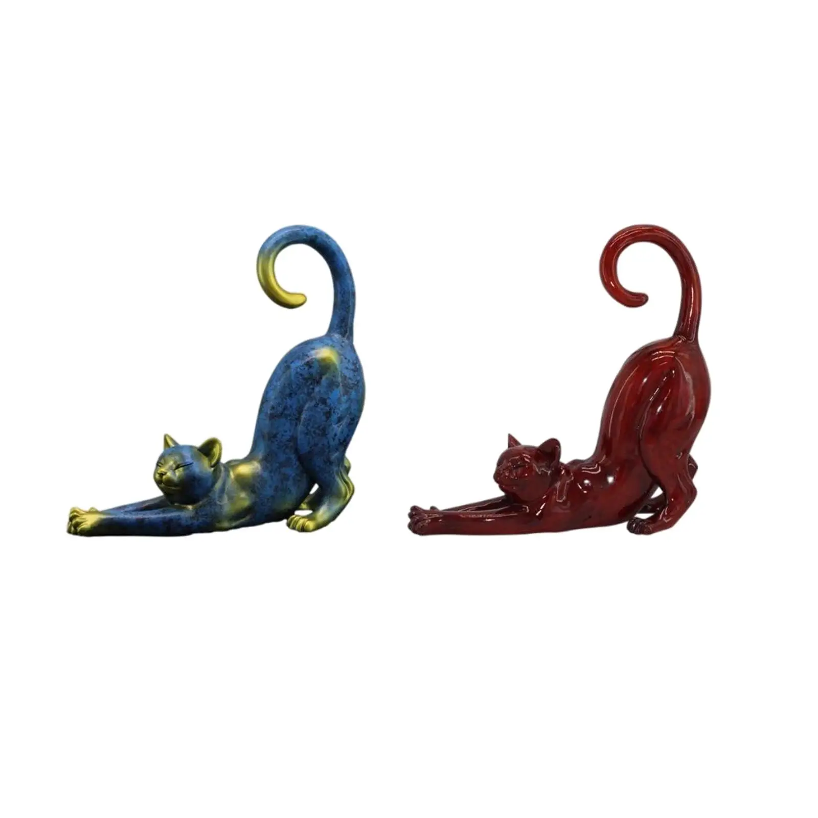 Set of 2 Resin Cat Figurine Simulated Bedroom Office Wedding Decor Gifts