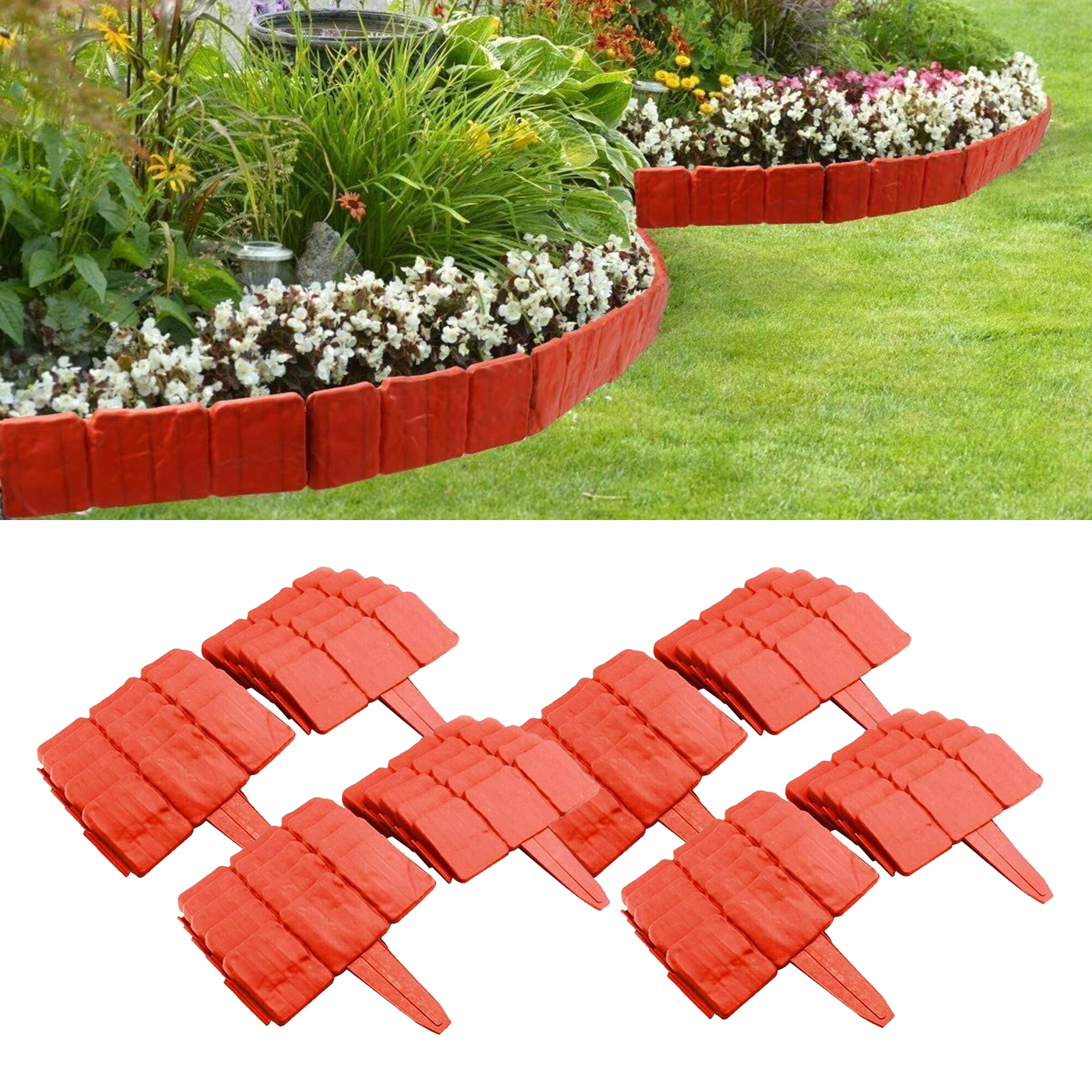 20Pieces Garden Fence Edging Decorative Patchwork Fence Garden Edging Fence Stone Patio Fence Edging Plant Border Garden Border