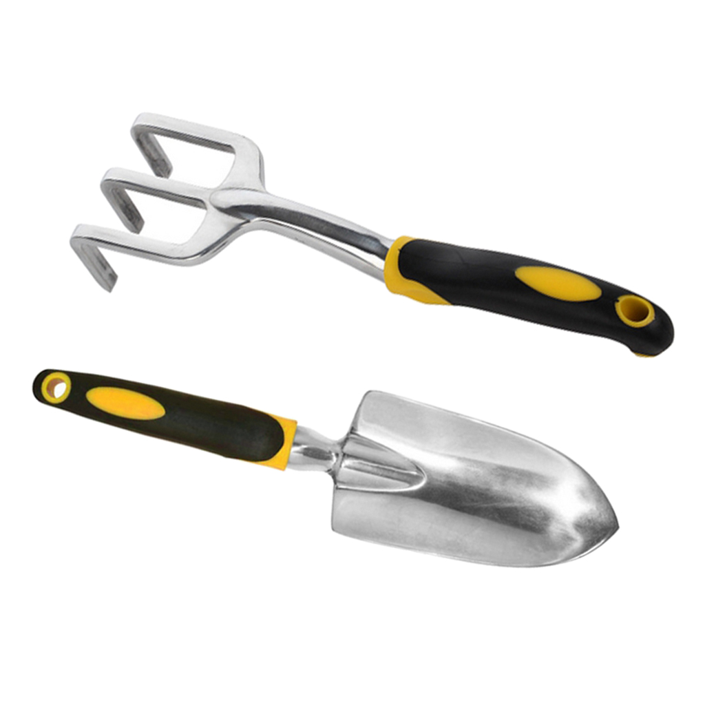 2x Mini Ergonomic Handles Garden Tool Set, Portable Hand Shovel & Rake Gift Kids