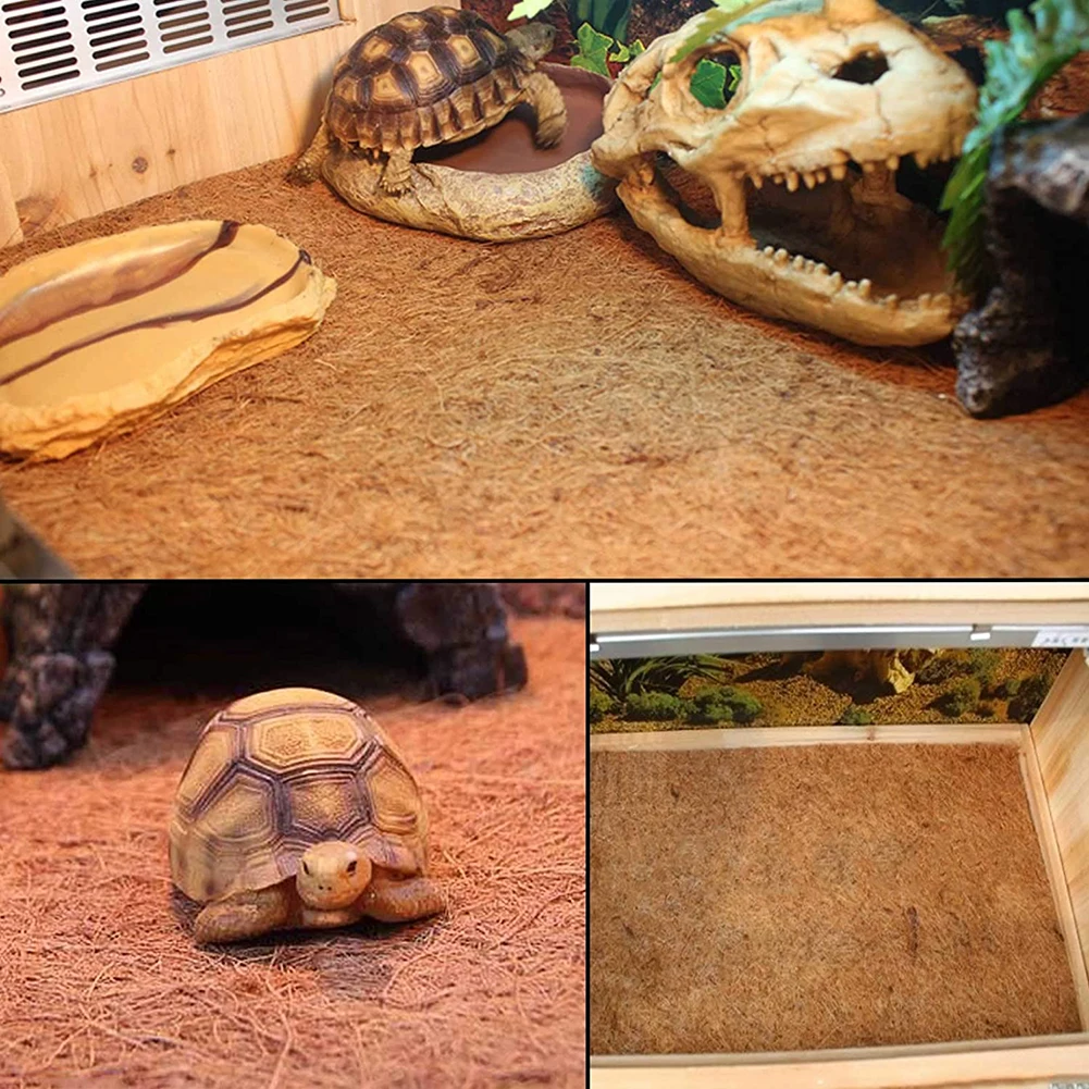 3 Pcs, 35.43'' x 15.7'' Tortoise Chamelon Tfwadmx Reptile Large Carpet Turtle Coconut Bedding Mat Lizard Hanging Plants Fake Vines Artificial Climbing Branch Decor Tank Accessories for Snake 