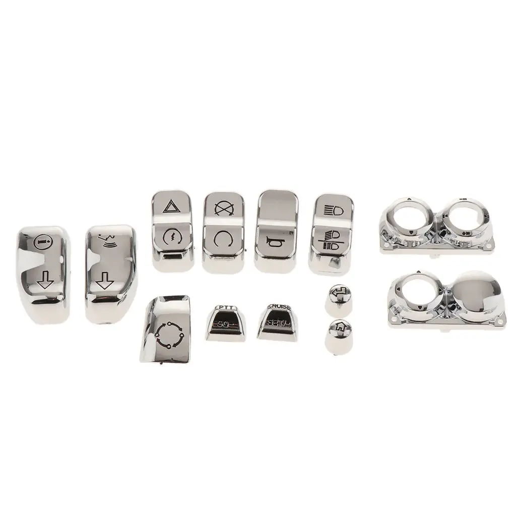 13 Pieces Chrome Switch Housings Caps Set for Harley 2014-2017