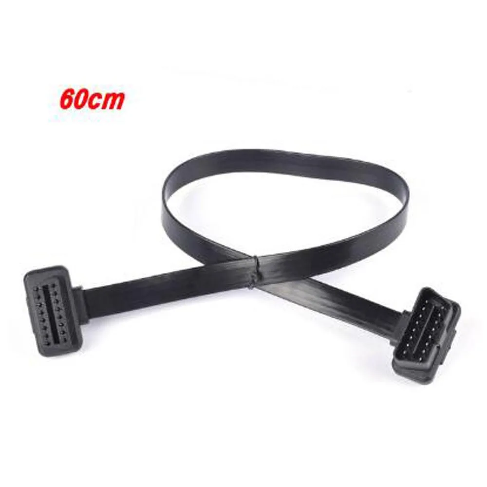 30cm/60cm/100cm Flat Thin 16Pin OBD 2 Extender OBD2 16 Pin ELM327 Male To Female Adapter Elbow OBDII Extension Connector Cable small car inspection equipment