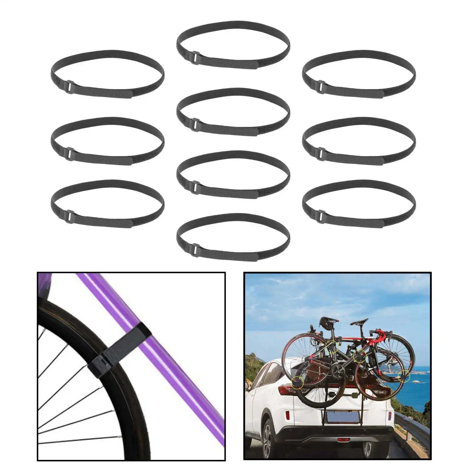 10x Bike Wheel Stabilizer Straps Cargo Bicycle Rack Nylon Tie Down Belts