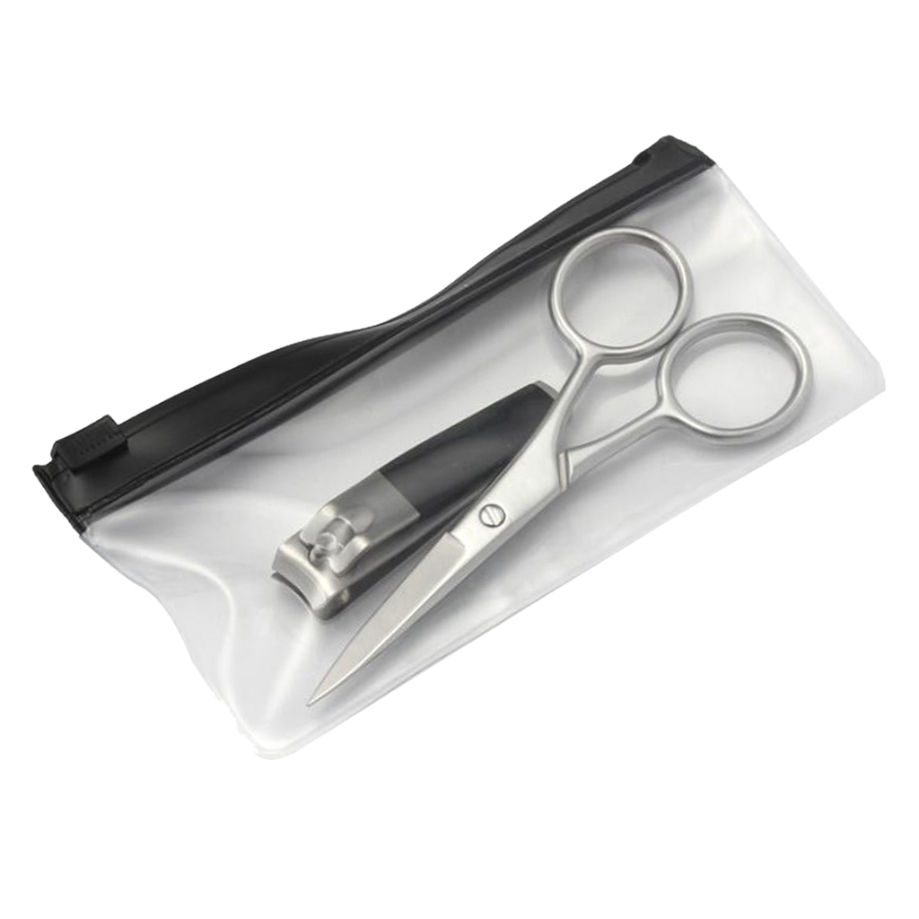 2 In 1 Professional Nail Clippers Cutter Manicure Set Grooming Nail Care Eyebrow Beard Scissors Set
