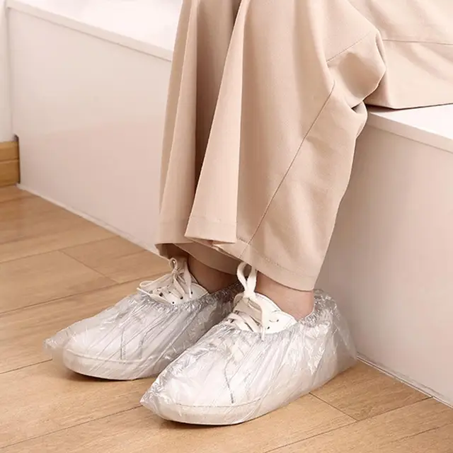 100 pièces/sac couvre-chaussures jetable en plastique couvre-pied  conception épaissie bonne durabilité conception assez résistante imbriquée  - AliExpress