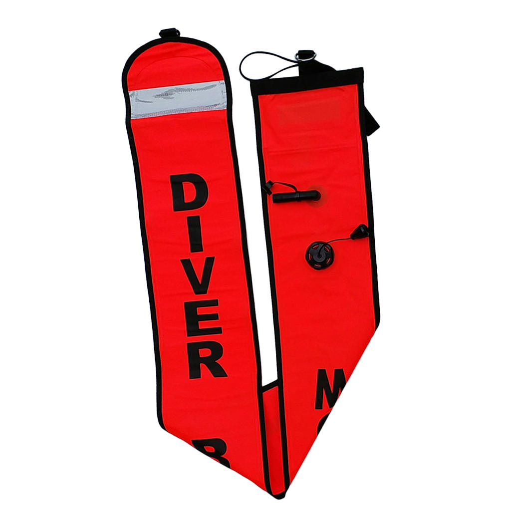 Scuba Diving Safety Sausage Surface Marker Buoy SMB Signal Tube Gear - High Visibility - Compact & Portable - 152x17.8cm