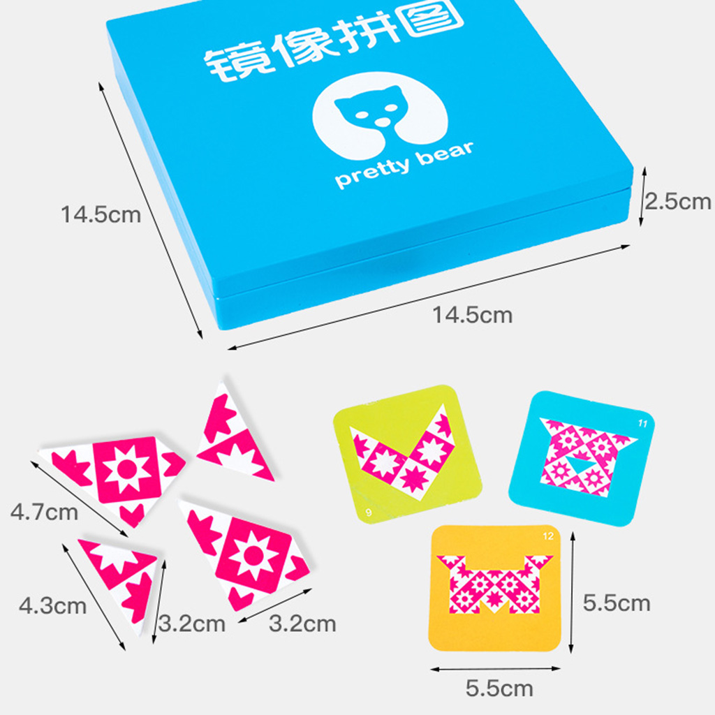 Kids Mirror Image Puzzle Container IQ Game 5.5x5.5cm Shape Creative Toy Set
