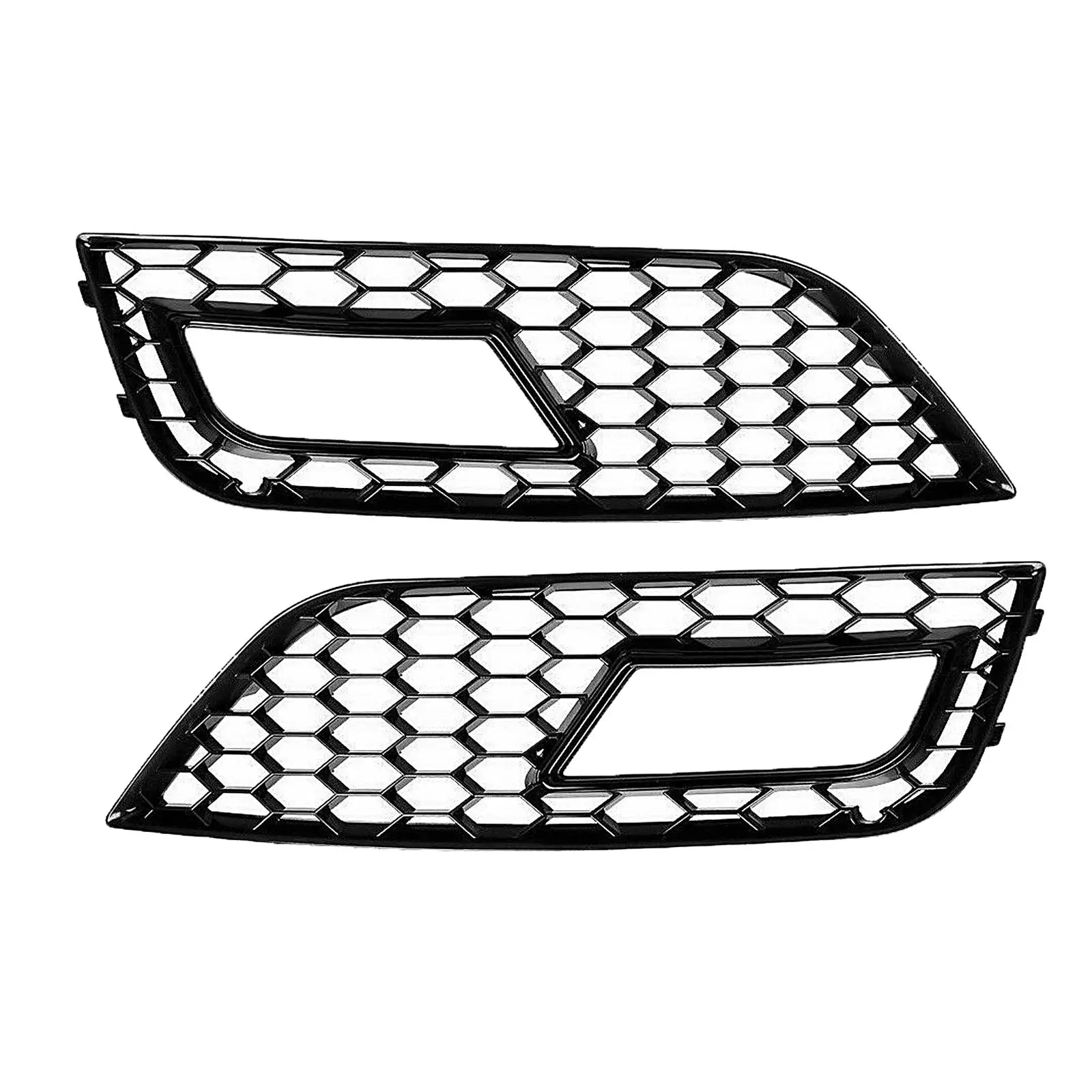  A4 B8.5 2013-2016 2-Piece Glossy Black Front Fog Light Grill, Durable